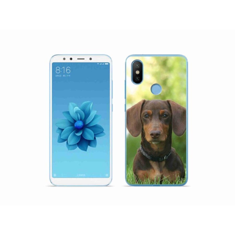 Gelový obal mmCase na mobil Xiaomi Mi A2 - hnědý jezevčík