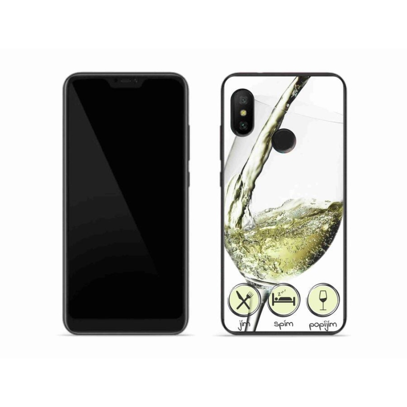 Gelový obal mmCase na mobil Xiaomi Mi A2 Lite - sklenička vína bílé