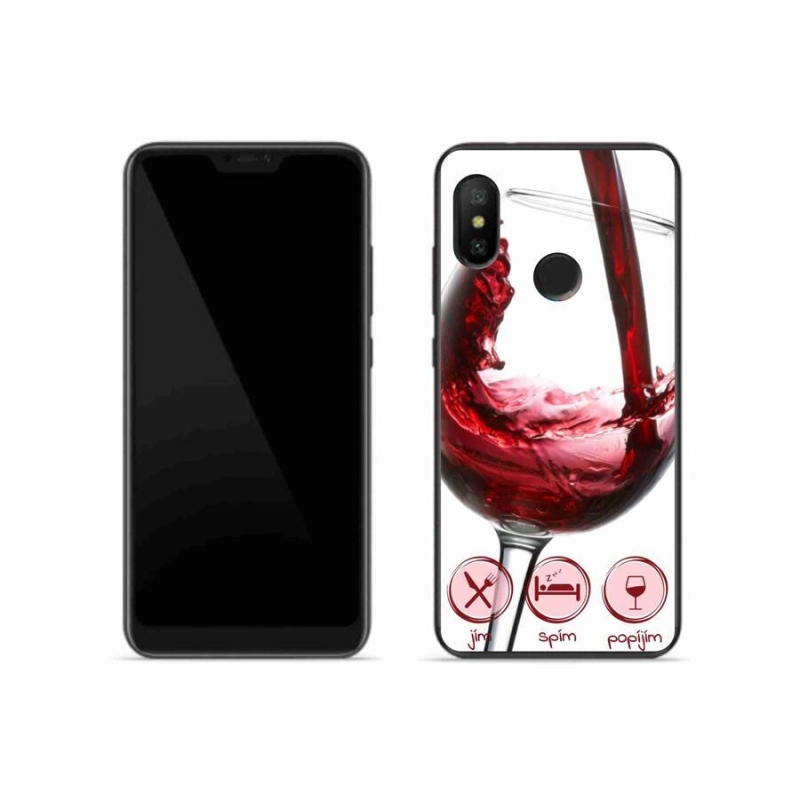 Gelový obal mmCase na mobil Xiaomi Mi A2 Lite - sklenička vína červené