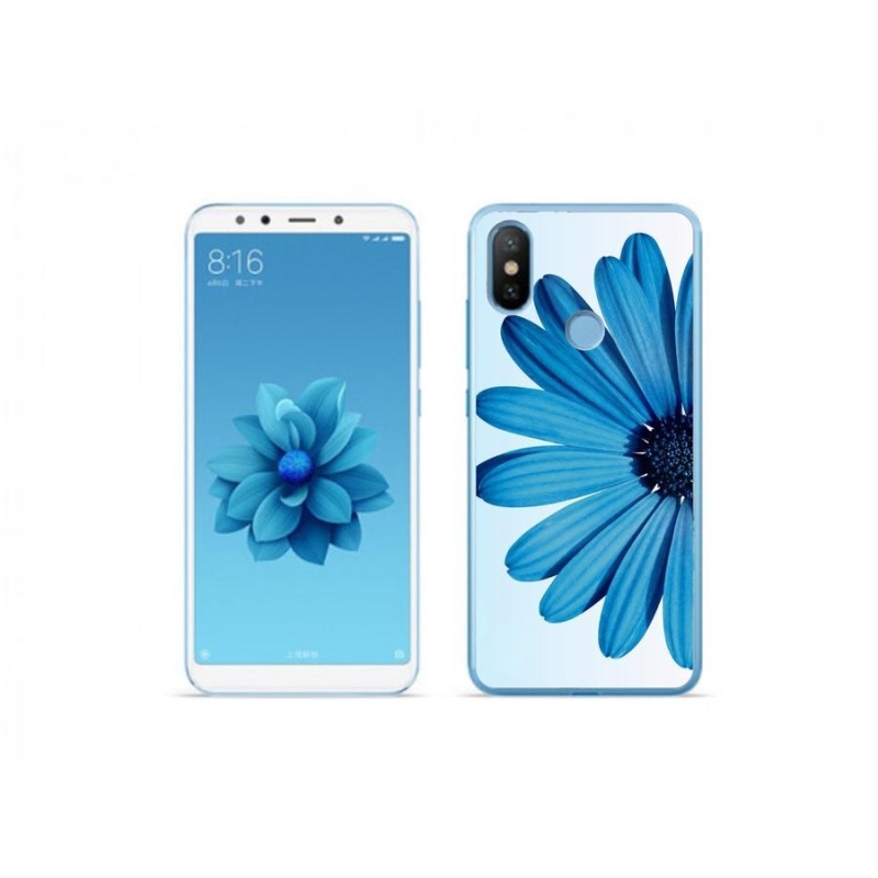 Gelový obal mmCase na mobil Xiaomi Mi A2 - modrá kopretina