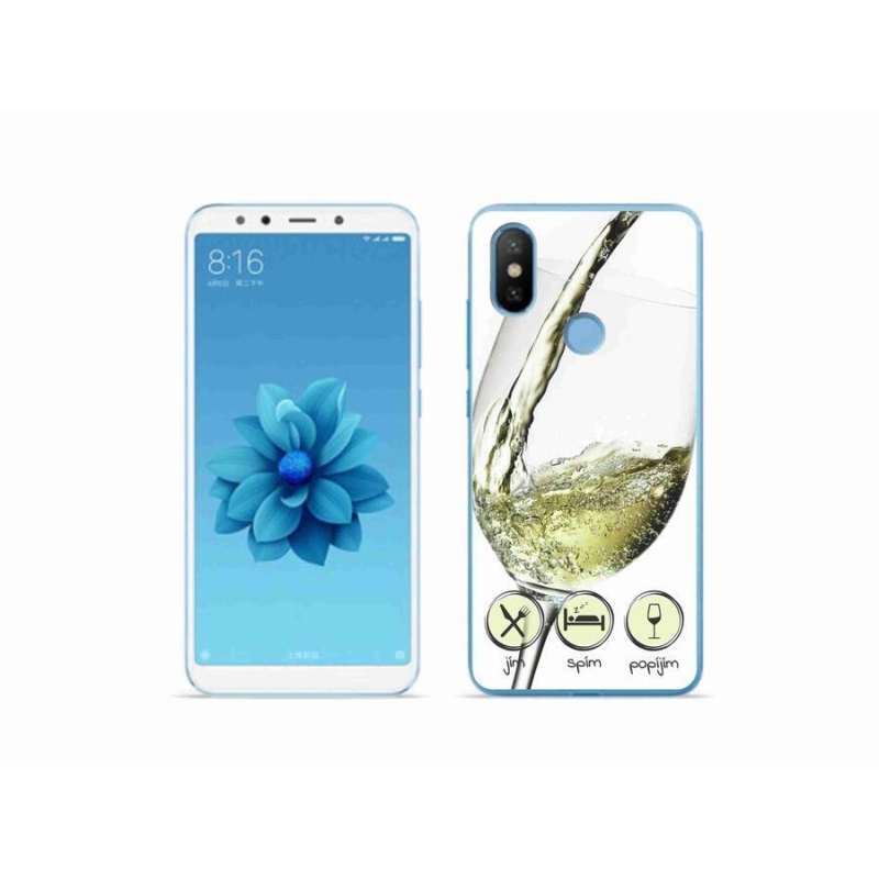 Gelový obal mmCase na mobil Xiaomi Mi A2 - sklenička vína bílé