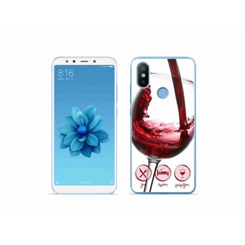Gelový obal mmCase na mobil Xiaomi Mi A2 - sklenička vína červené