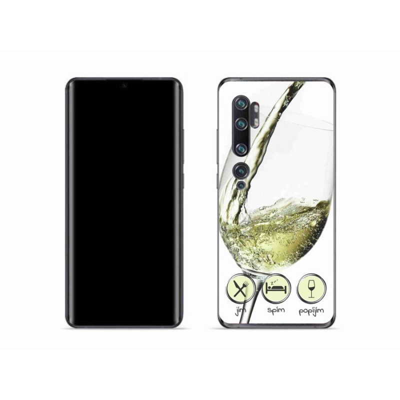 Gelový obal mmCase na mobil Xiaomi Mi Note 10 - sklenička vína bílé