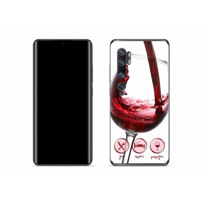 Gelový obal mmCase na mobil Xiaomi Mi Note 10 - sklenička vína červené