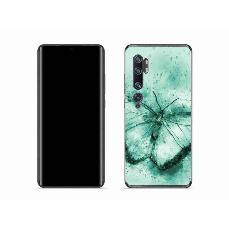 Gelový obal mmCase na mobil Xiaomi Mi Note 10 - zelený motýl