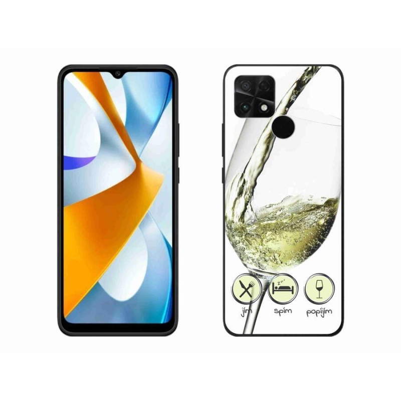 Gelový obal mmCase na mobil Xiaomi Poco C40 - sklenička vína bílé