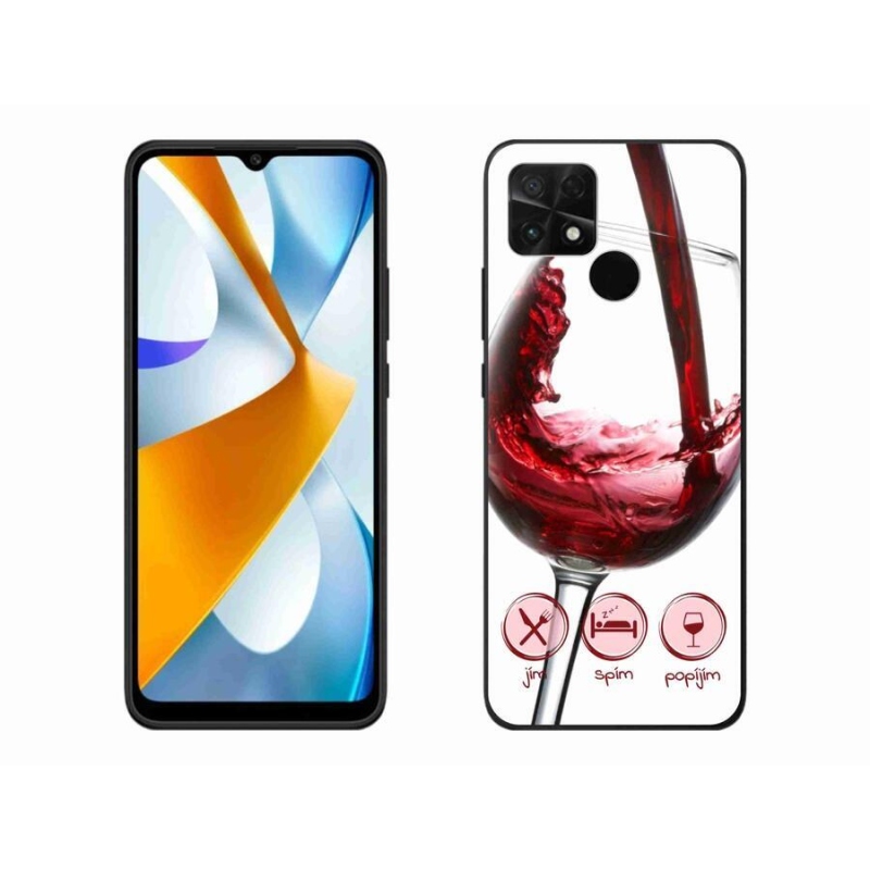 Gelový obal mmCase na mobil Xiaomi Poco C40 - sklenička vína červené