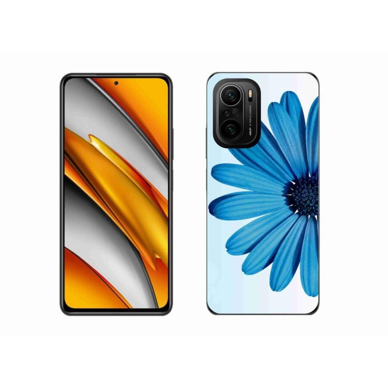 Gelový obal mmCase na mobil Xiaomi Poco F3 - modrá kopretina