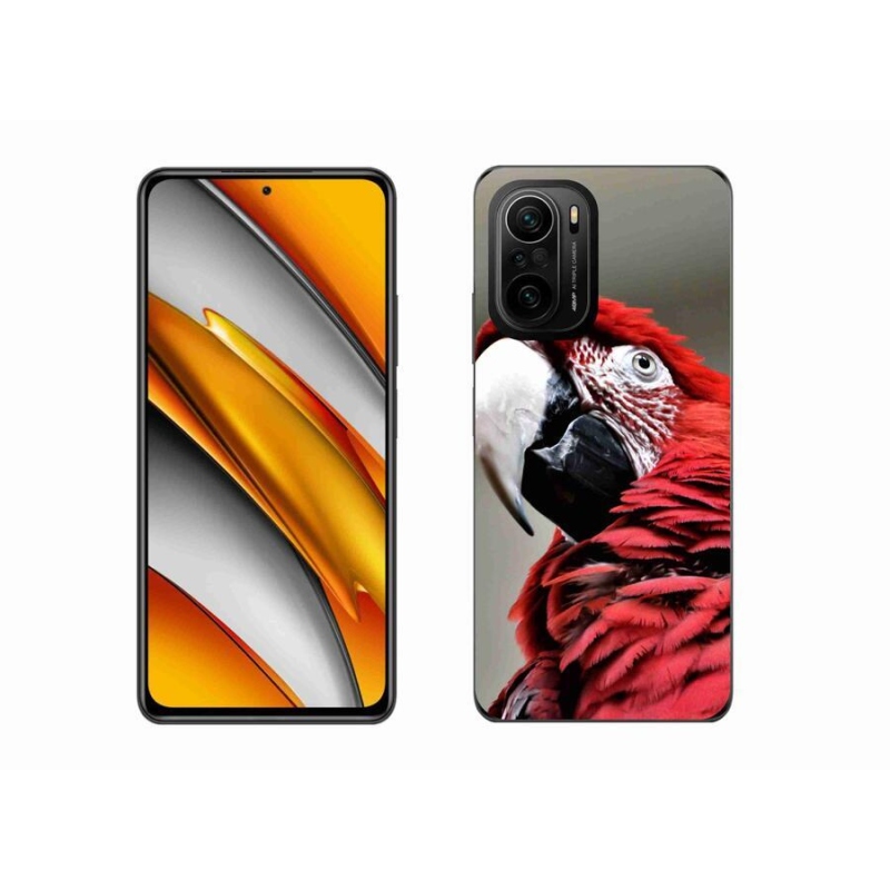 Gelový obal mmCase na mobil Xiaomi Poco F3 - papoušek ara červený