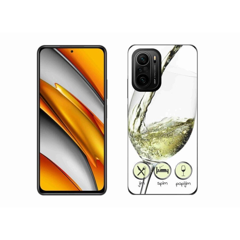 Gelový obal mmCase na mobil Xiaomi Poco F3 - sklenička vína bílé