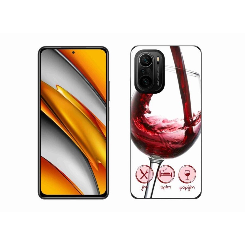Gelový obal mmCase na mobil Xiaomi Poco F3 - sklenička vína červené
