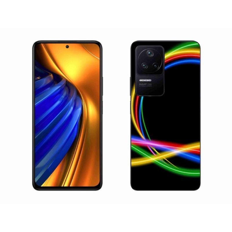 Gelový obal mmCase na mobil Xiaomi Poco F4 - neonové kruhy