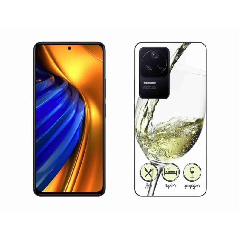 Gelový obal mmCase na mobil Xiaomi Poco F4 - sklenička vína bílé