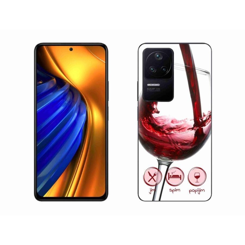 Gelový obal mmCase na mobil Xiaomi Poco F4 - sklenička vína červené