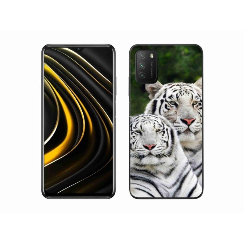 Gelový obal mmCase na mobil Xiaomi Poco M3 - bílí tygři