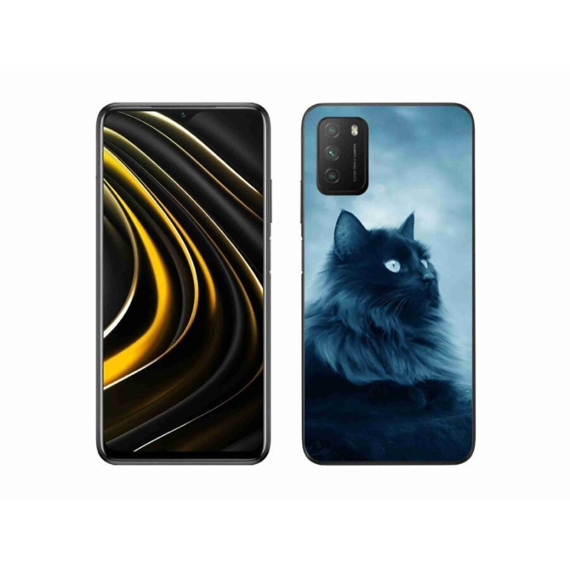 Gelový obal mmCase na mobil Xiaomi Poco M3 - černá kočka 1