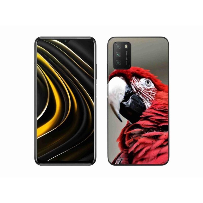 Gelový obal mmCase na mobil Xiaomi Poco M3 - papoušek ara červený