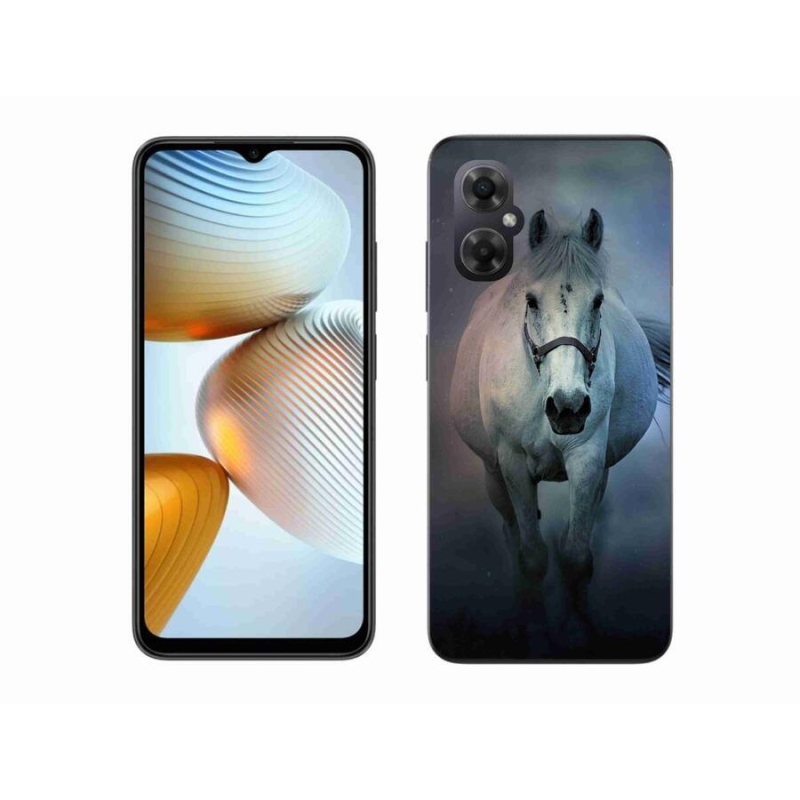 Gelový obal mmCase na mobil Xiaomi Poco M4 5G - běžící bílý kůň