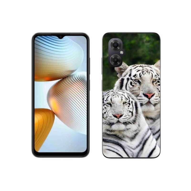 Gelový obal mmCase na mobil Xiaomi Poco M4 5G - bílí tygři