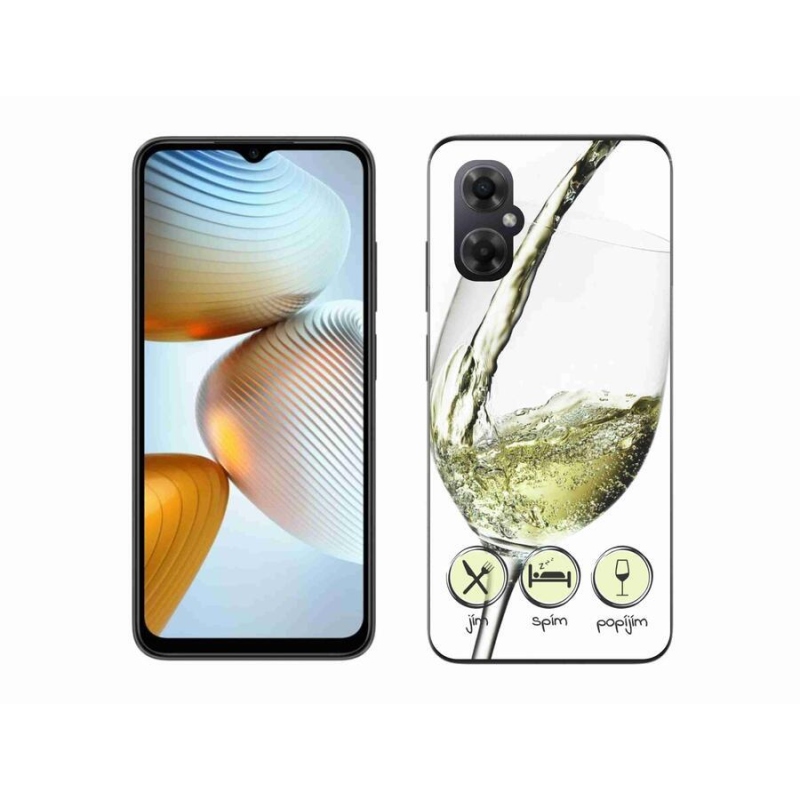 Gelový obal mmCase na mobil Xiaomi Poco M4 5G - sklenička vína bílé