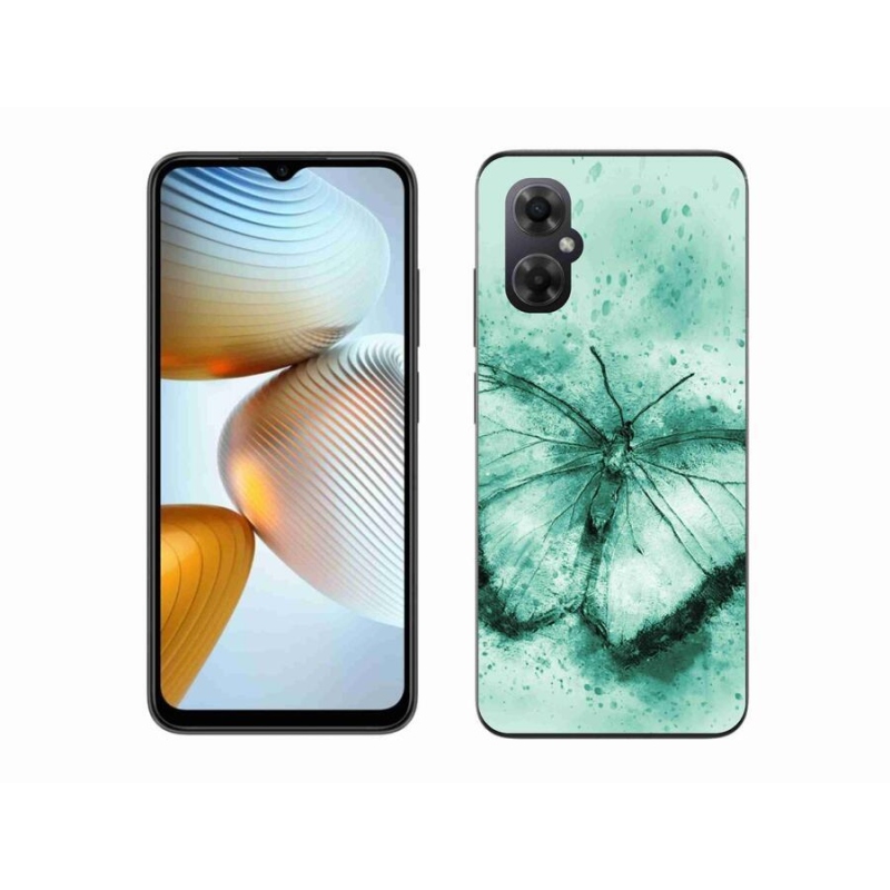 Gelový obal mmCase na mobil Xiaomi Poco M4 5G - zelený motýl