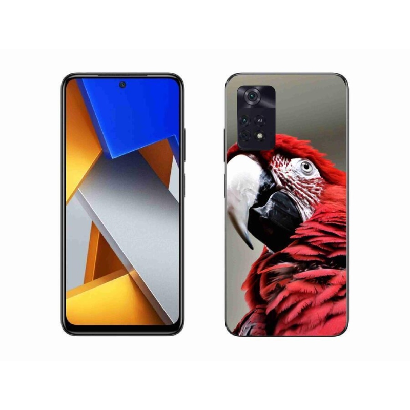 Gelový obal mmCase na mobil Xiaomi Poco M4 Pro 4G - papoušek ara červený