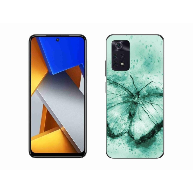 Gelový obal mmCase na mobil Xiaomi Poco M4 Pro 4G - zelený motýl