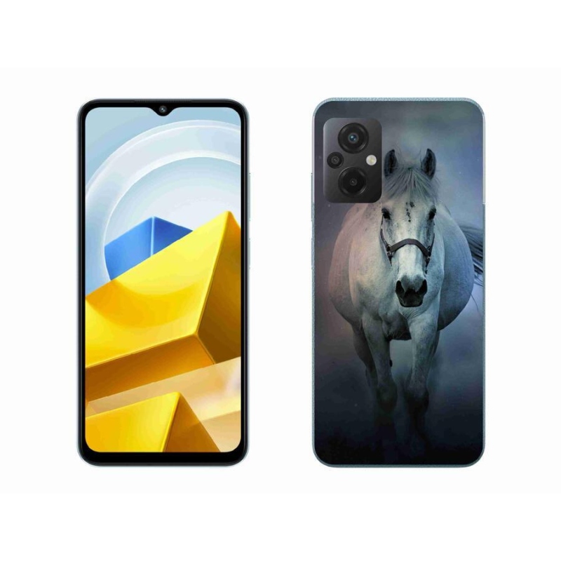 Gelový obal mmCase na mobil Xiaomi Poco M5 4G - běžící bílý kůň