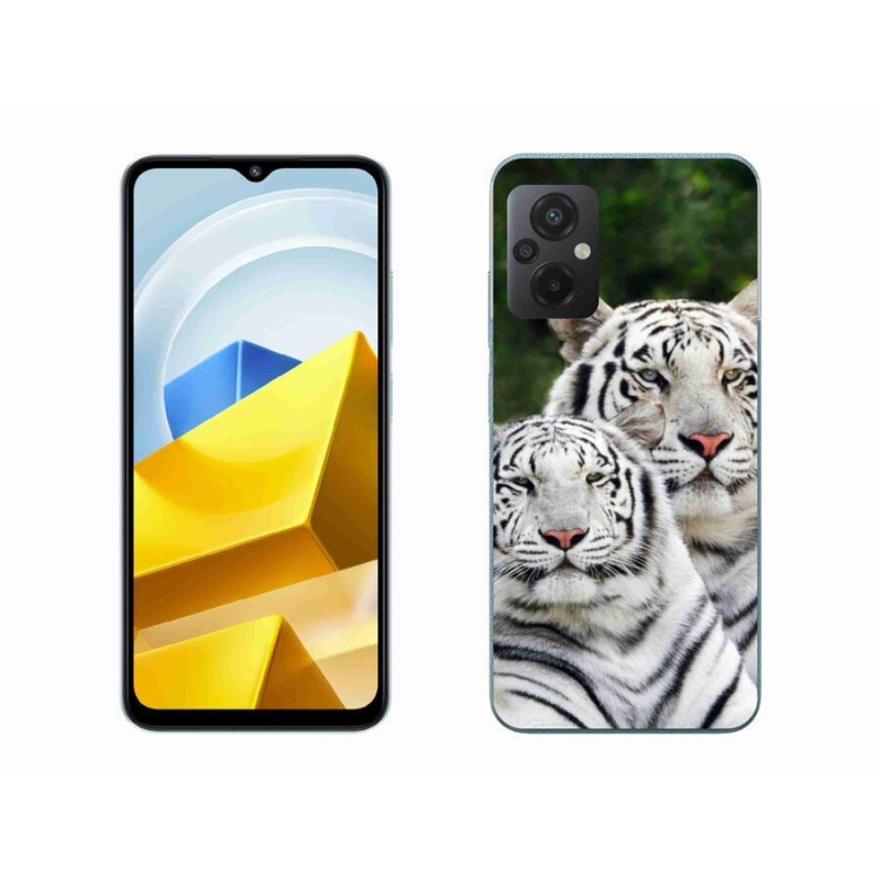 Gelový obal mmCase na mobil Xiaomi Poco M5 4G - bílí tygři