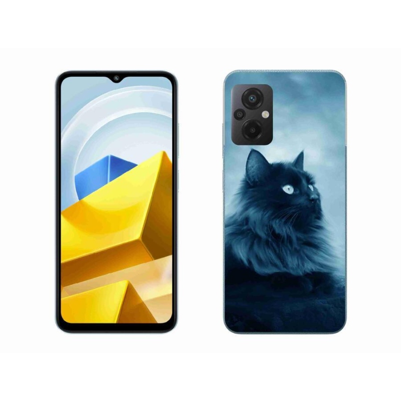 Gelový obal mmCase na mobil Xiaomi Poco M5 4G - černá kočka 1