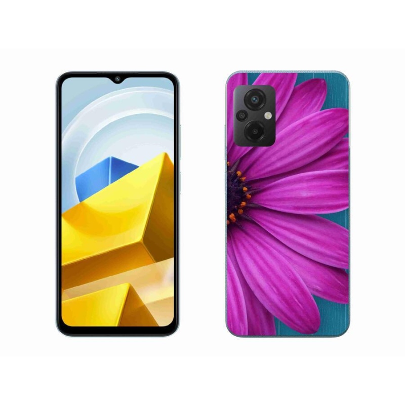Gelový obal mmCase na mobil Xiaomi Poco M5 4G - fialová kopretina