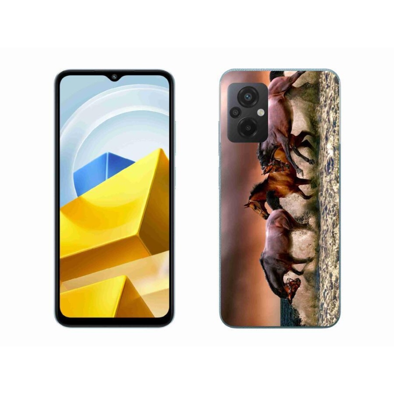 Gelový obal mmCase na mobil Xiaomi Poco M5 4G - koně 1