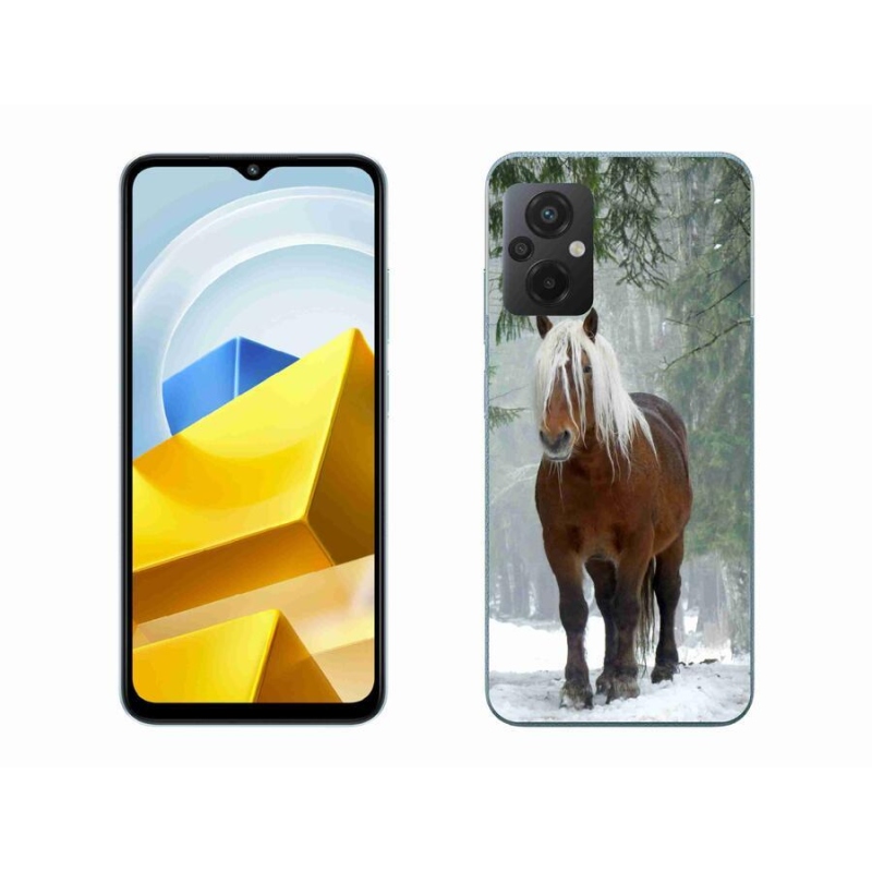Gelový obal mmCase na mobil Xiaomi Poco M5 4G - kůň v lese