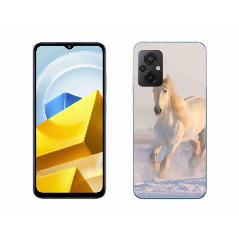 Gelový obal mmCase na mobil Xiaomi Poco M5 4G - kůň ve sněhu