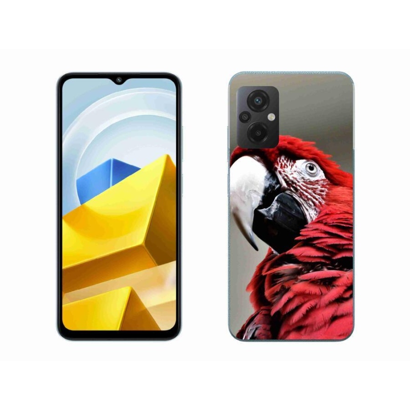 Gelový obal mmCase na mobil Xiaomi Poco M5 4G - papoušek ara červený