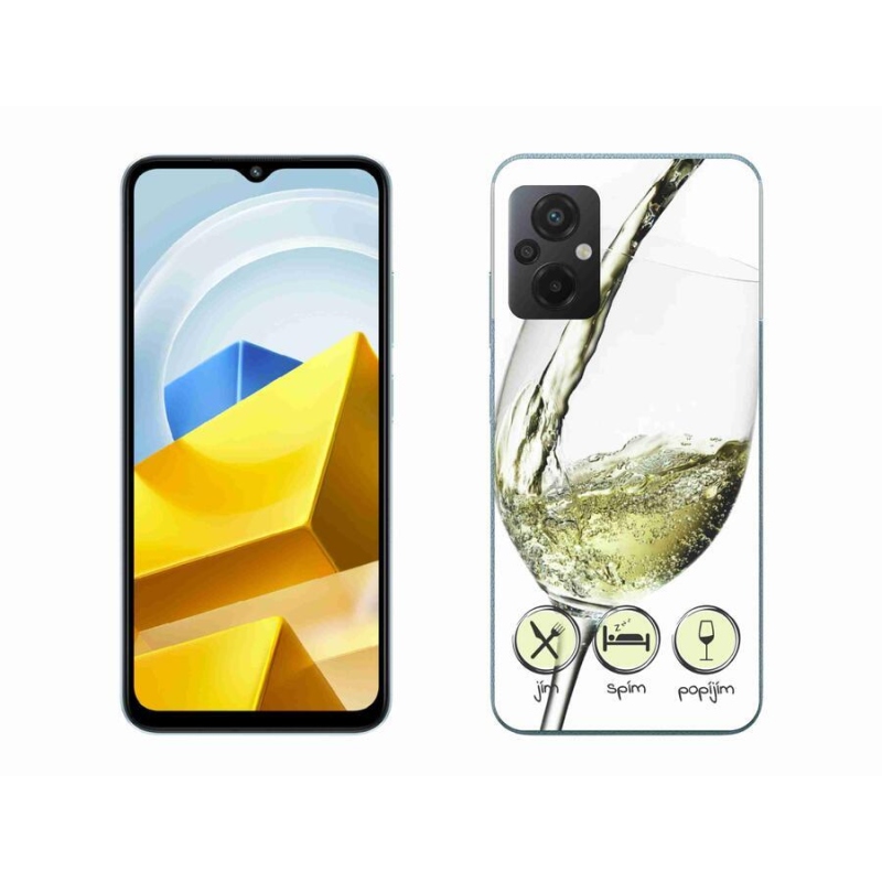 Gelový obal mmCase na mobil Xiaomi Poco M5 4G - sklenička vína bílé