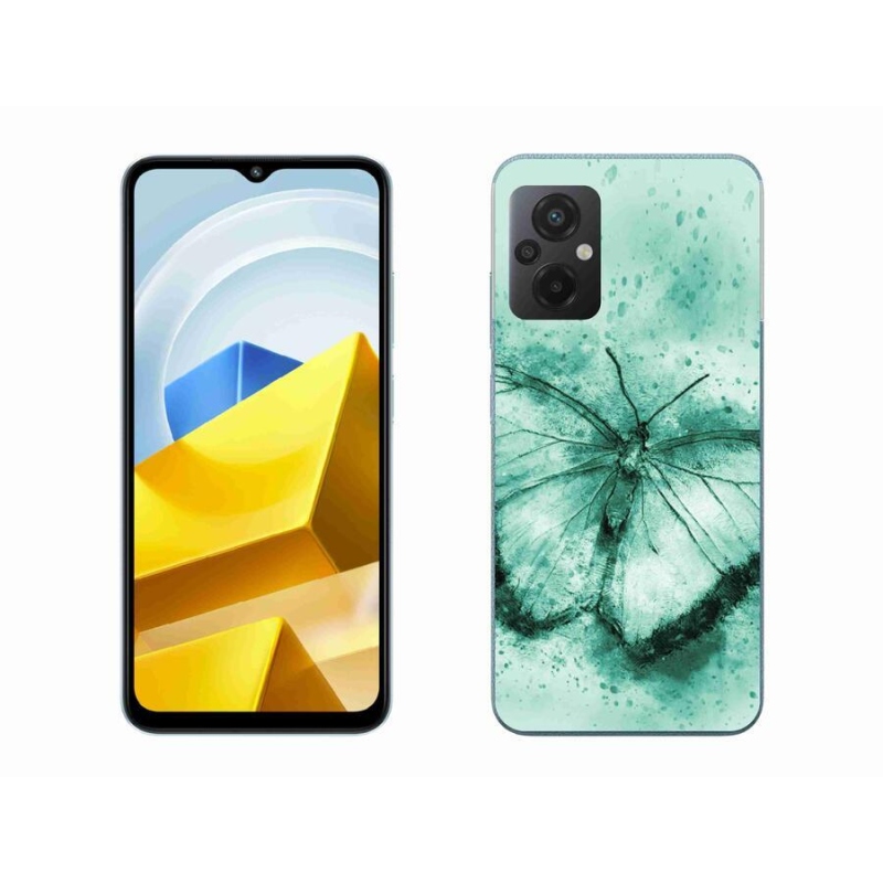 Gelový obal mmCase na mobil Xiaomi Poco M5 4G - zelený motýl