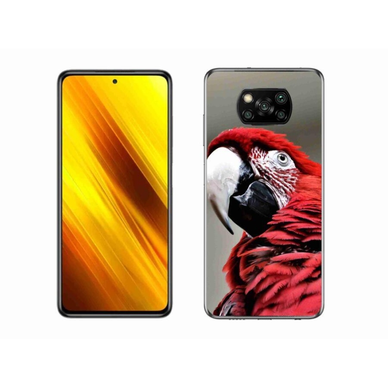 Gelový obal mmCase na mobil Xiaomi Poco X3 - papoušek ara červený