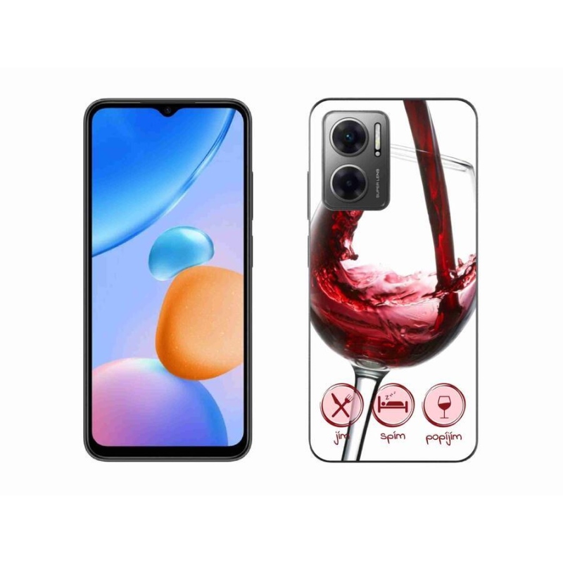 Gelový obal mmCase na mobil Xiaomi Redmi 10 5G - sklenička vína červené