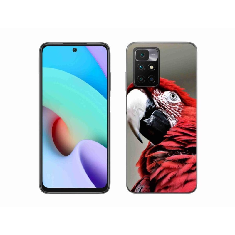 Gelový obal mmCase na mobil Xiaomi Redmi 10/Redmi 10 (2022) - papoušek ara červený