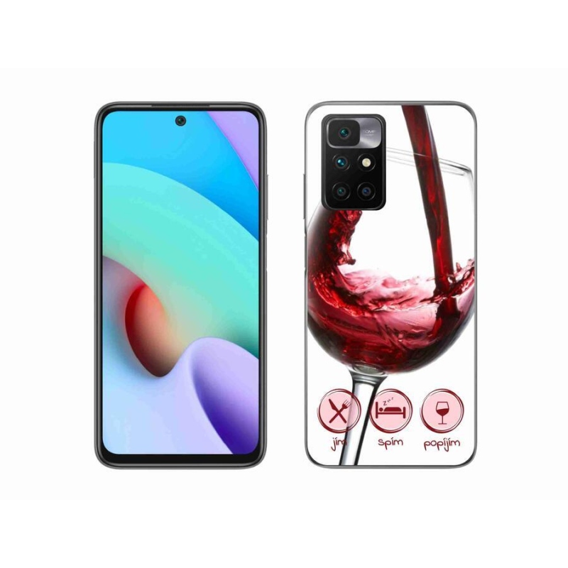 Gelový obal mmCase na mobil Xiaomi Redmi 10/Redmi 10 (2022) - sklenička vína červené
