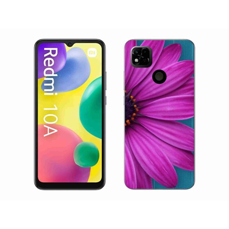 Gelový obal mmCase na mobil Xiaomi Redmi 10A - fialová kopretina