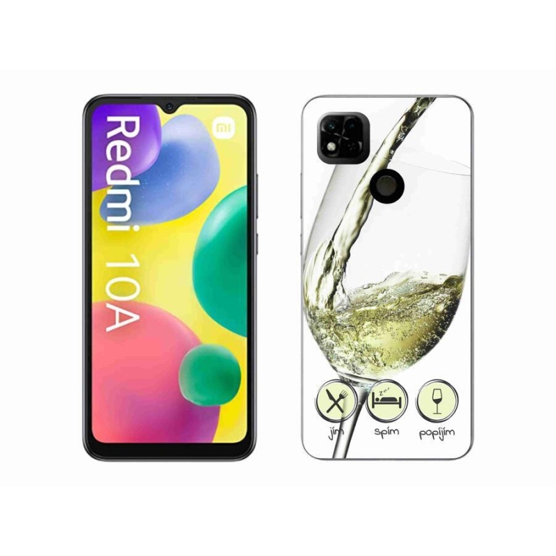 Gelový obal mmCase na mobil Xiaomi Redmi 10A - sklenička vína bílé