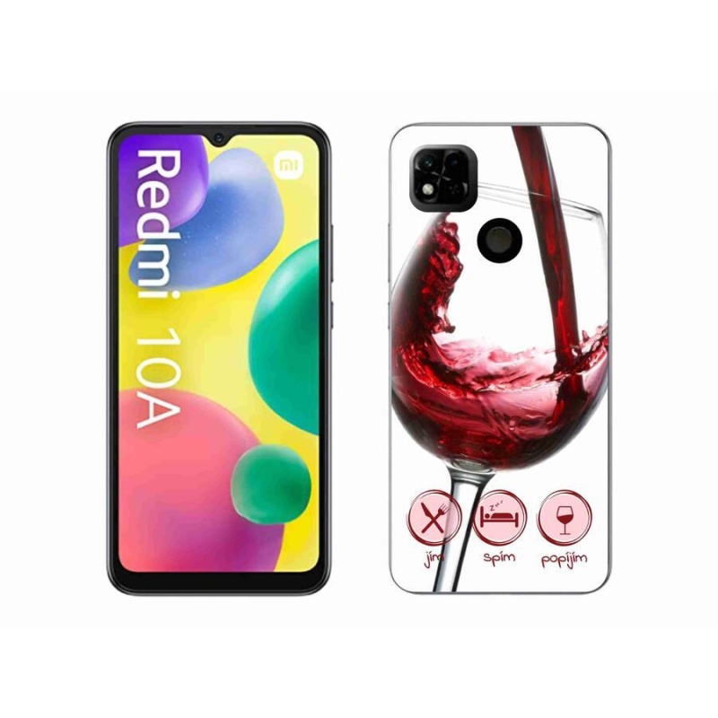 Gelový obal mmCase na mobil Xiaomi Redmi 10A - sklenička vína červené