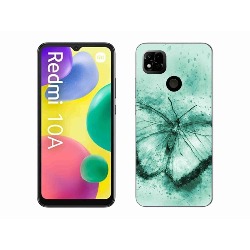 Gelový obal mmCase na mobil Xiaomi Redmi 10A - zelený motýl
