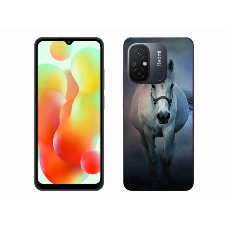 Gelový obal mmCase na mobil Xiaomi Redmi 12C - běžící bílý kůň