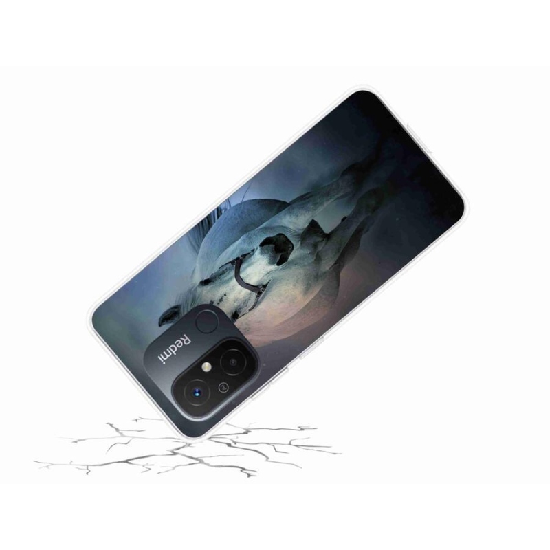 Gelový obal mmCase na mobil Xiaomi Redmi 12C - běžící bílý kůň