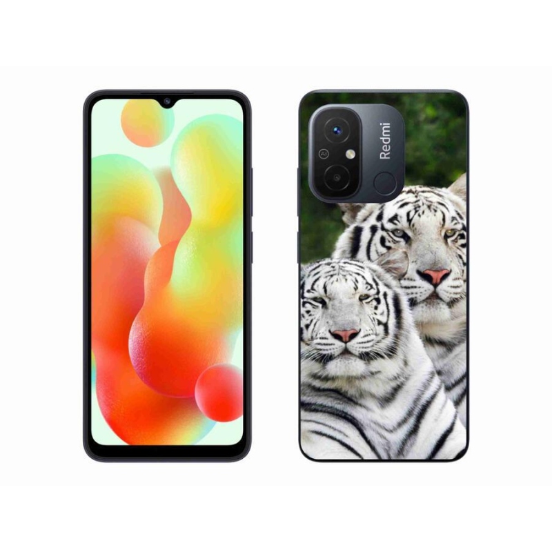 Gelový obal mmCase na mobil Xiaomi Redmi 12C - bílí tygři