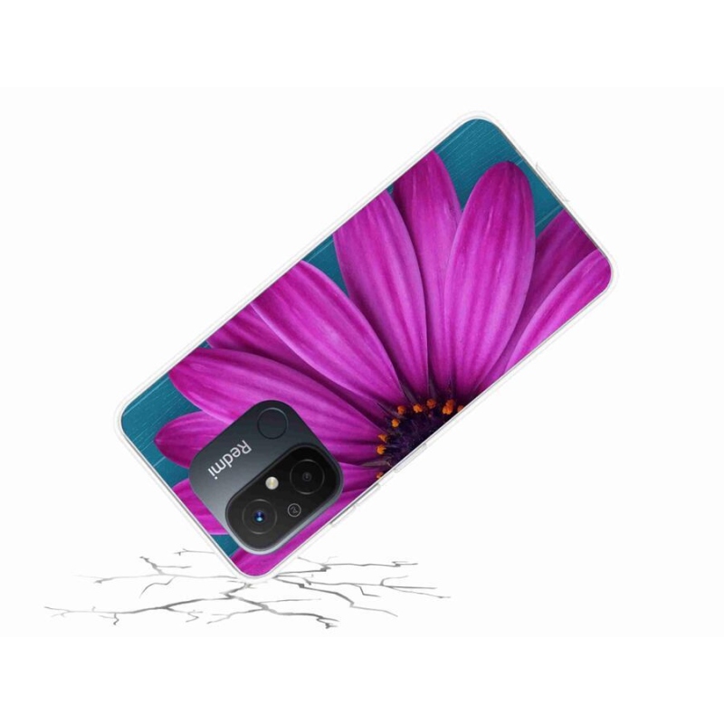 Gelový obal mmCase na mobil Xiaomi Redmi 12C - fialová kopretina