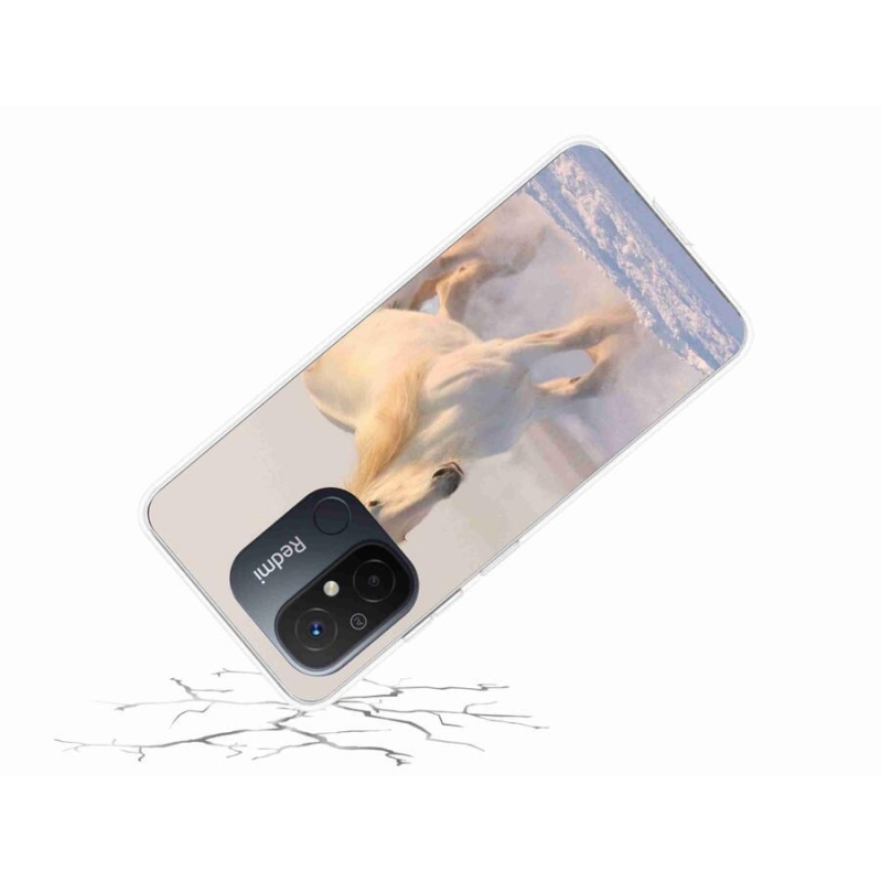 Gelový obal mmCase na mobil Xiaomi Redmi 12C - kůň ve sněhu